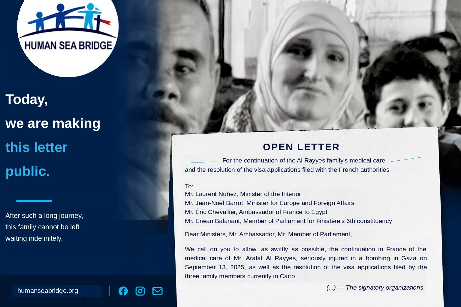 Open letter supporting the continuation of the Al Rayyes family’s medical care and visa applications