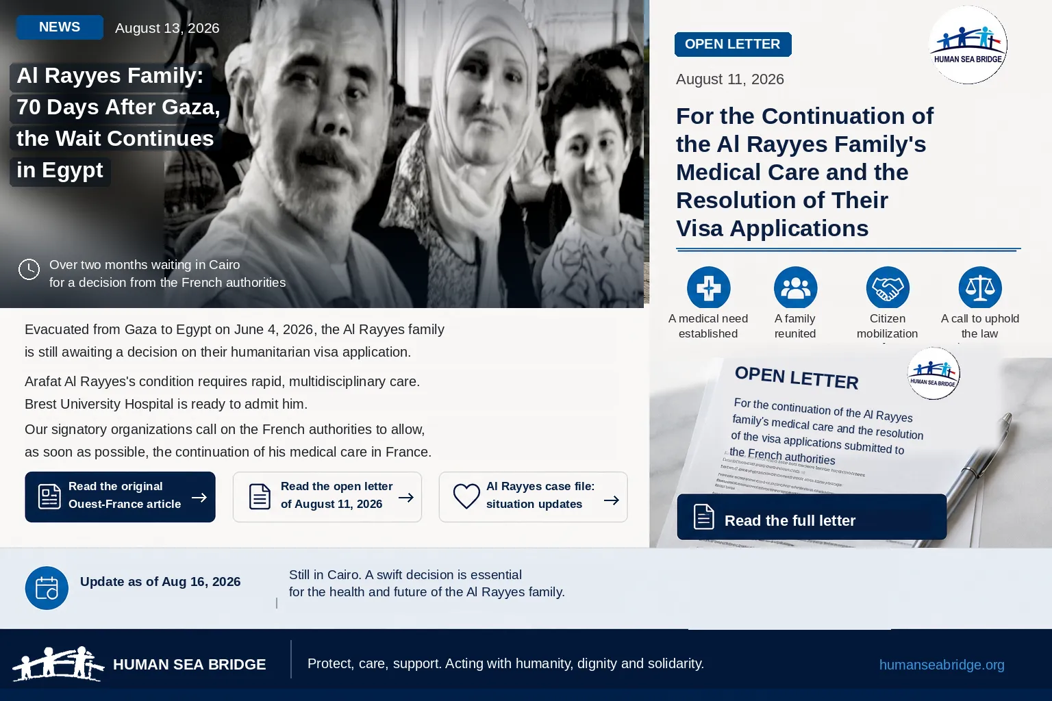 Al Rayyes family in Cairo — Ouest-France press coverage, 70 days after Gaza