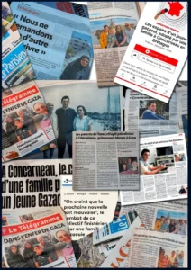 Press coverage documenting the mobilisation for the Al Rayyes family
