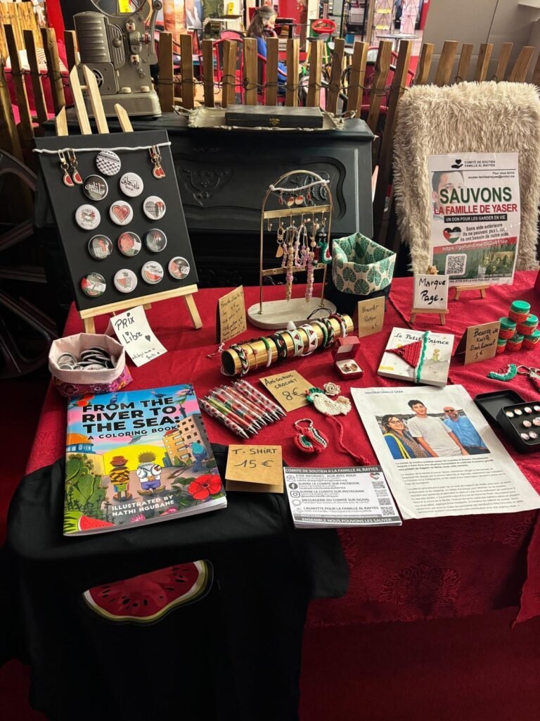 Solidarity stall made up of items donated or made by volunteers.